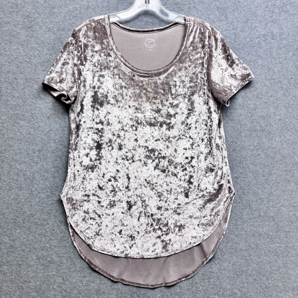 24/7 Maurices Women's Crushed Velvet‎ Pullover Top Tan Size M Soft Girl Casual